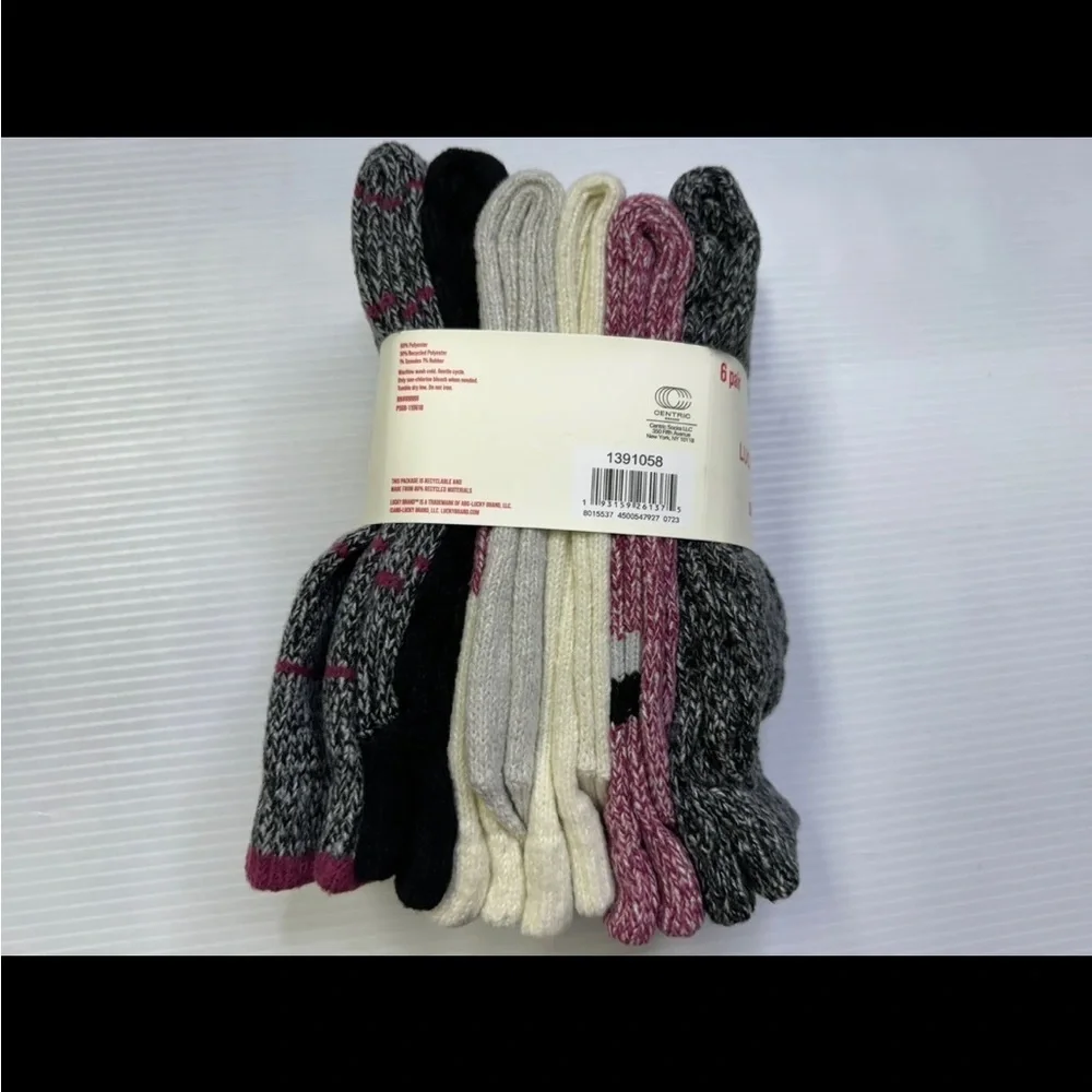 Lucky Brand Womens Pack of 6 Super Soft Boot Socks Size 5-10 Multi-Color
